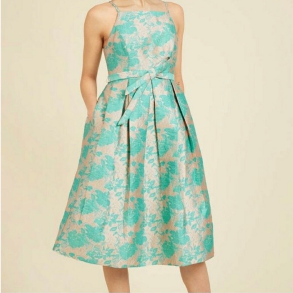 MODCLOTH "PENCHANT FOR OPULENCE " DRESS in Aqua Blossoms - NWT 3X